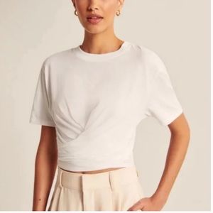 Abercrombie & fitch cropped white tee shirt
